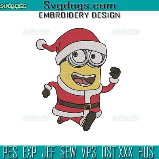 Santa Minion Embroidery Design File, Christmas Season Minion Embroidery Design File