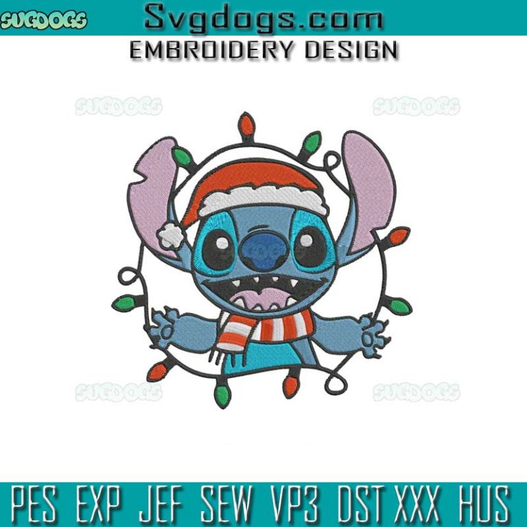 Stitch Christmas Embroidery Design File, Stitch With Christmas Lights ...