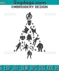 Christmas Tree Avengers Embroidery Design File, Christmas Marvel Embroidery Design File