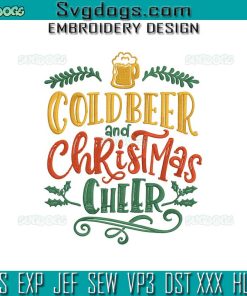 Cold Beer And Christmas Embroidery Design File, Beer Christmas Embroidery Design File
