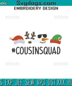 Christmas Cousin Squad Embroidery Design File, Santa Hat, Elf, Reindeer, Snowman Embroidery Design File