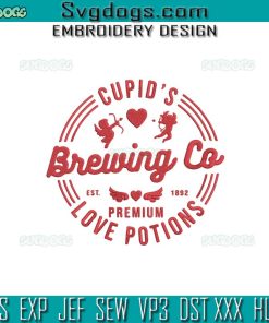 Cupids Brewing Co Embroidery Design File, Cupid Valentine Embroidery Design File