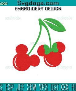 Mickey Minnie Cherries Embroidery Design File, Disney Fruits Embroidery Design File