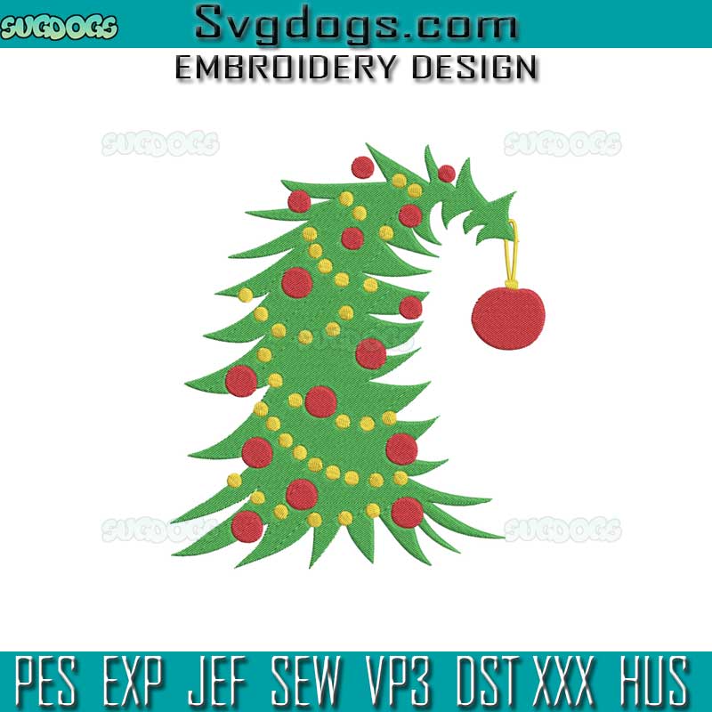 Grinch Christmas Tree Embroidery Design File, Christmas Tree Embroidery Design File