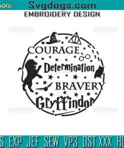 Gryffindor Harry Potter Embroidery Design File, Courage Determination Bravery Gryffindor Embroidery Design File