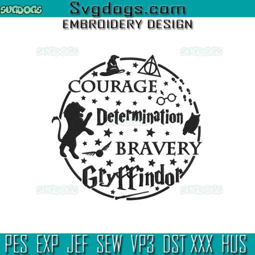 Gryffindor Harry Potter Embroidery Design File, Courage Determination Bravery Gryffindor Embroidery Design File