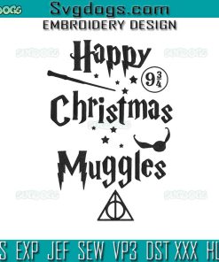 Happy Christmas Muggles Embroidery Design File, Harry Potter Christmas Embroidery Design File
