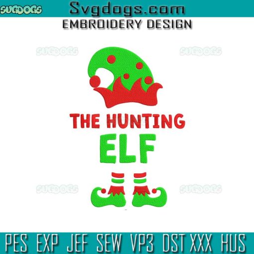 The Hunting Elf Embroidery Design File, Christmas Elf Embroidery Design File