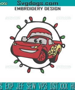 Lightning Mcqueen Christmas Embroidery Design File, Cars Christmas Embroidery Design File