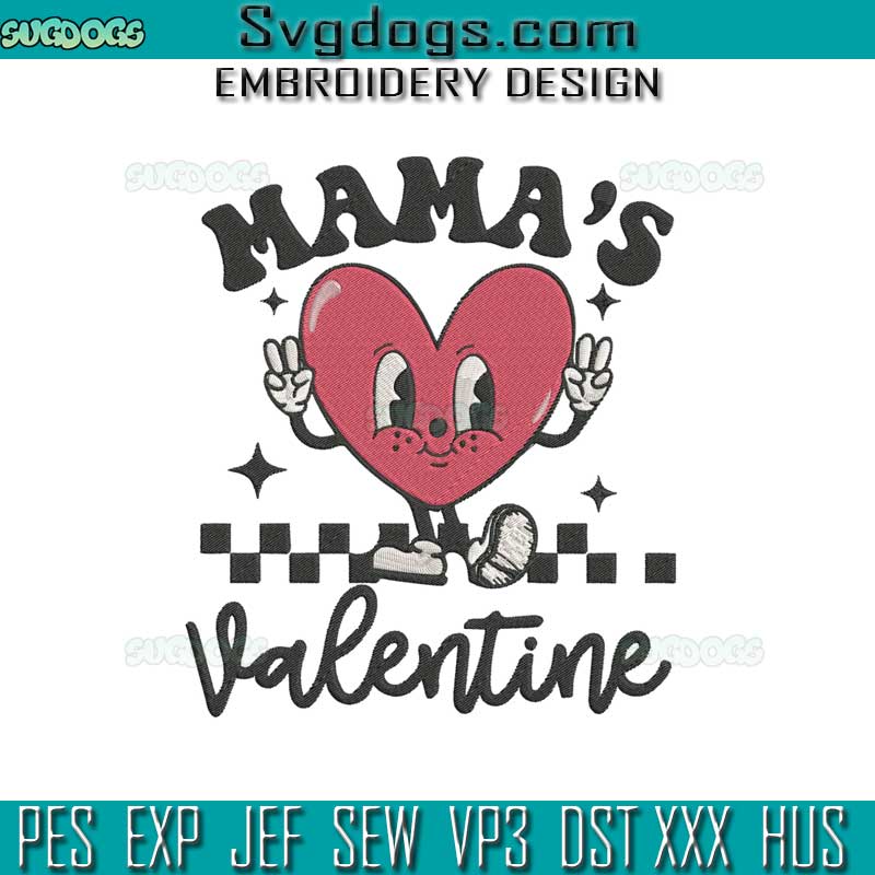 Mama's Valentine Embroidery Design File, Bad Bunny Valentines Embroidery Design File