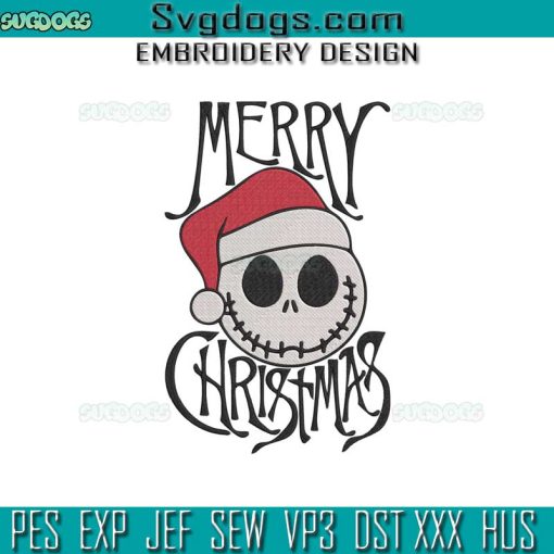 Merry Christmas Santa Jack Embroidery Design File, Santa Jack Skellington Embroidery Design File