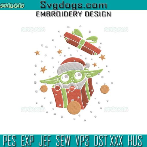 Baby Yoda Merry Christmas Embroidery Design File, Star Wars Christmas Embroidery Design File