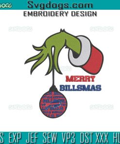 Grinch Merry Billmas Buffalo Bills Embroidery Design File, Buffalo Football Christmas Embroidery Design File