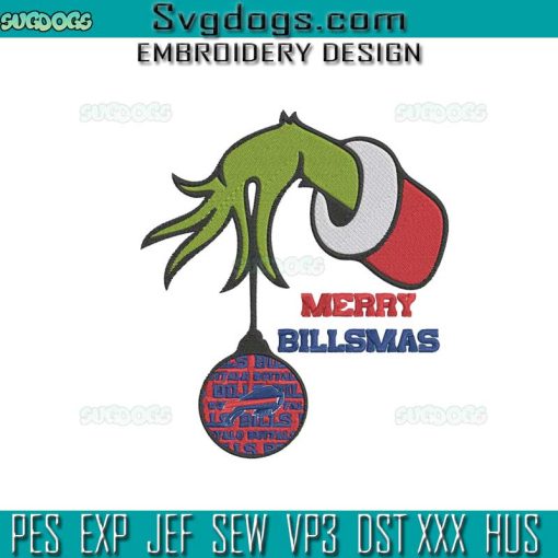 Grinch Merry Billmas Buffalo Bills Embroidery Design File, Buffalo Football Christmas Embroidery Design File