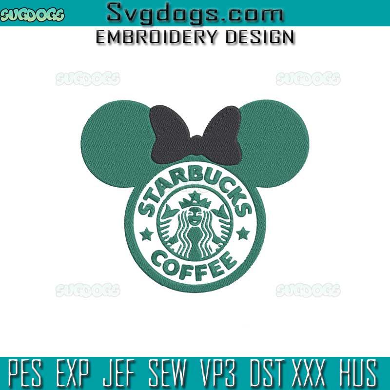 Starbucks Coffee Embroidery Design File, Minnie Starbucks Logo Embroidery Design File