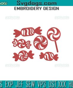 Christmas Candy Embroidery Design File, Peppermint Candy Cane Embroidery Design File