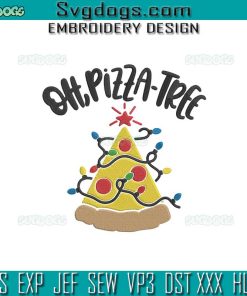 Pizza Christmas Embroidery Design File, Oh Pizza Tree Embroidery Design File