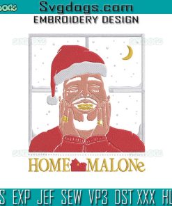 Home Malone Christmas Embroidery Design File, Post Malone Santa Hat Embroidery Design File