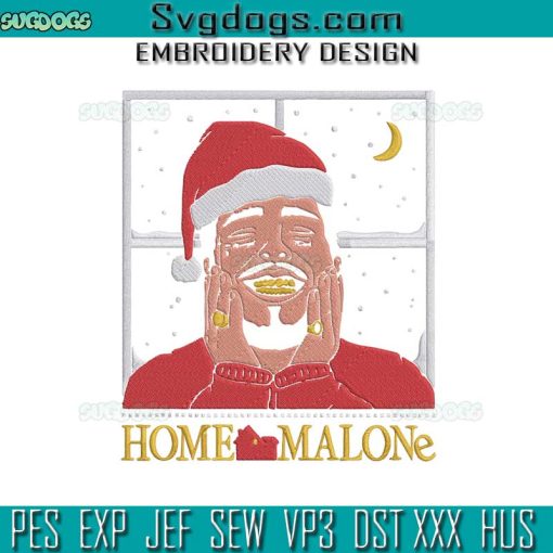 Home Malone Christmas Embroidery Design File, Post Malone Santa Hat Embroidery Design File