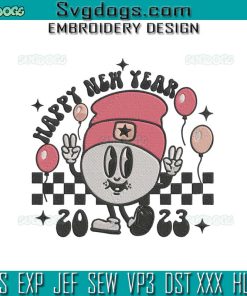 Happy New Year 2023 Embroidery Design File, 2023 Disco Ball Embroidery Design File