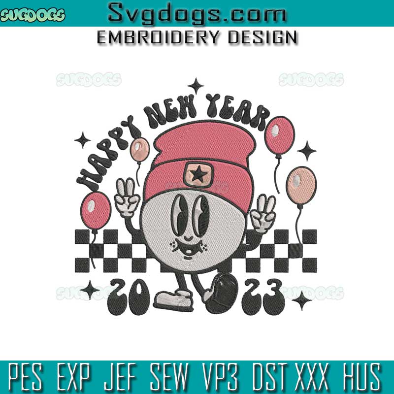 Happy New Year 2023 Embroidery Design File, 2023 Disco Ball Embroidery Design File