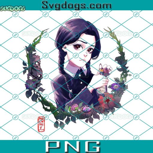 Wednesday Addams Flower PNG, Halloween PNG, The Addams Family PNG