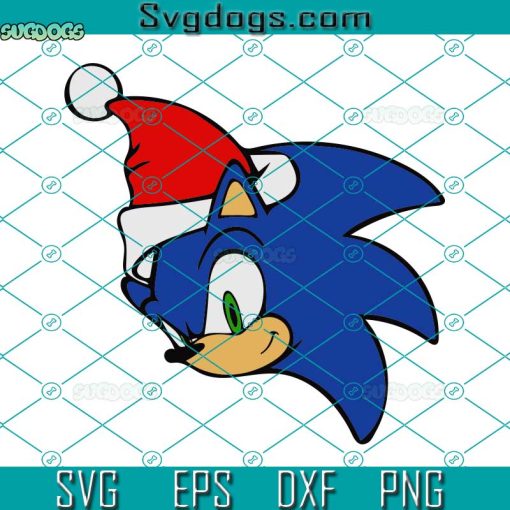 Sonic Head With Santa Hat SVG, Christmas Sonic Face SVG, Sonic Santa SVG, Xmas SVG PNG DXF EPS