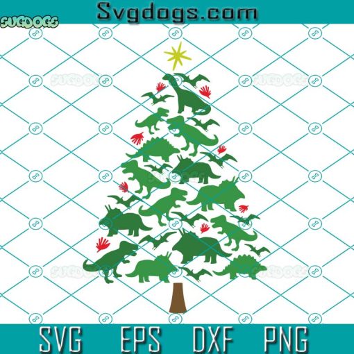 Dinosaur Christmas Tree SVG, Christmas Dinosaur SVG, Christmas Rex SVG PNG DXF EPS