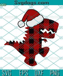 Buffalo Plaid Christmas Dinosaur SVG, Christmas Dinosaur SVG, Santa T Rex SVG PNG DXF EPS