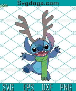Stitch Reindeer Christmas SVG, Christmas Blue Alien SVG, Stitch Christmas SVG PNG DXF EPS