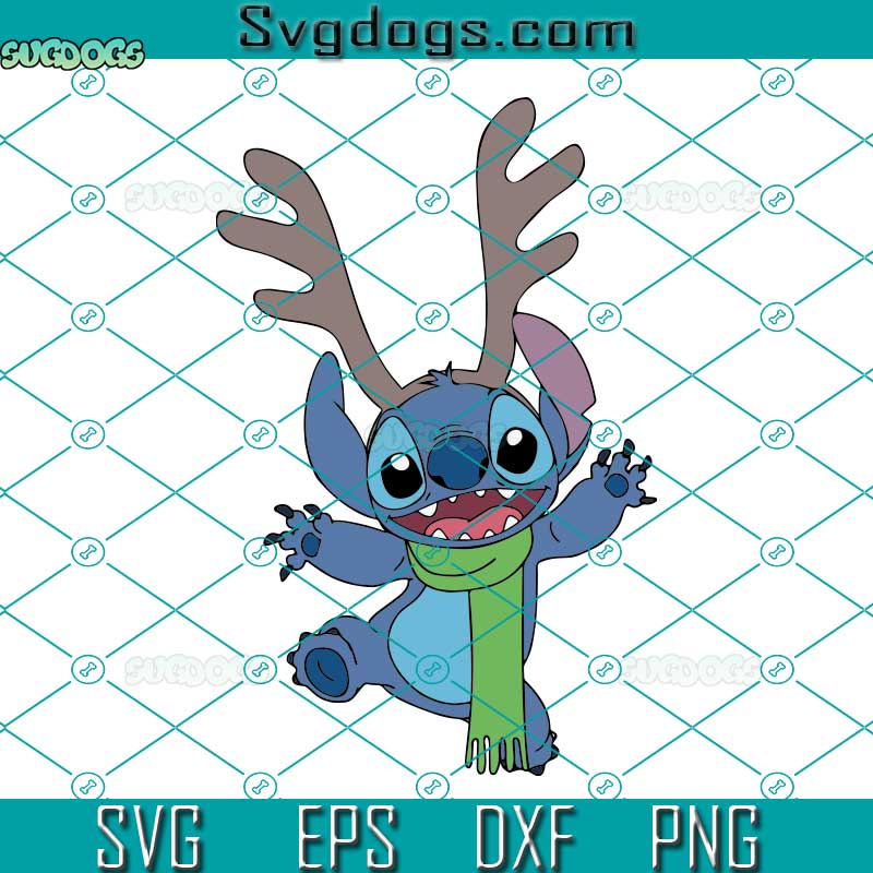Stitch Reindeer Christmas SVG, Christmas Blue Alien SVG, Stitch Christmas SVG PNG DXF EPS