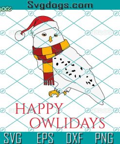 Wizard Funny Owl Christmas SVG, Happy Owlidays SVG, Harry Potter Friend Owl SVG, Magic Christmas SVG PNG DXF EPS