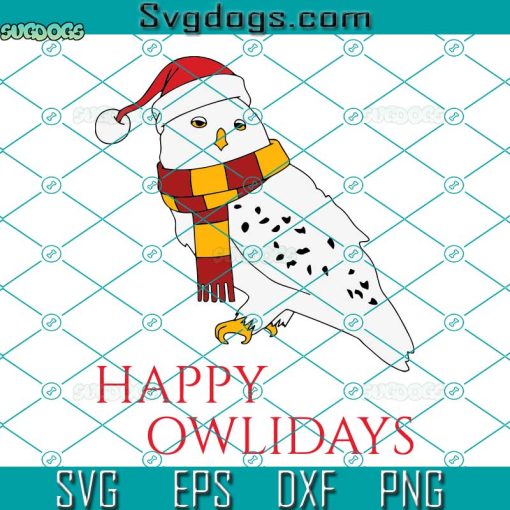Wizard Funny Owl Christmas SVG, Happy Owlidays SVG, Harry Potter Friend Owl SVG, Magic Christmas SVG PNG DXF EPS