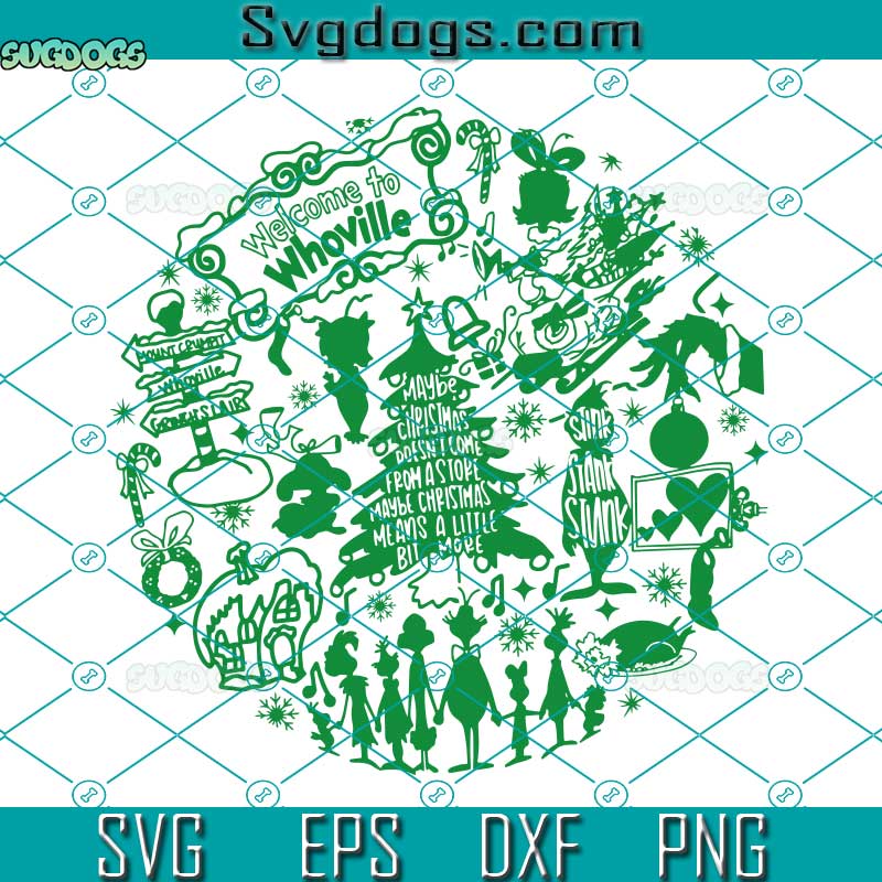 Grinch Christmas Collage SVG, Welcome To Whoville SVG, Stunk Stank Stunk SVG, Grinch SVG PNG DXF EPS