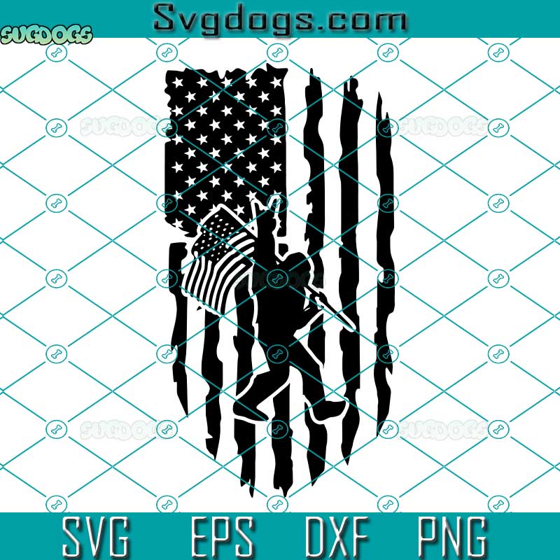 Bigfoot Rock On SVG, Patriotic SVG, 4th Of July SVG, Sasquatch With American Flag SVG PNG DXF EPS