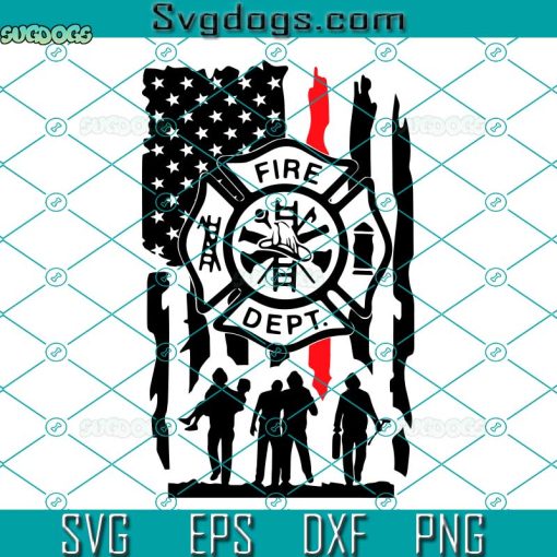 Fire Fighter Tattered Flag SVG, Fire Department SVG, Fire Dept SVG PNG DXF EPS