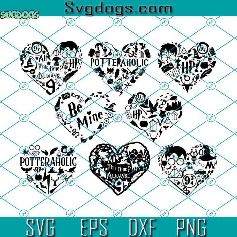 Harry Potter Bundle Heart SVG,  All This Time Always HP SVG, Wizard Harry Movie SVG PNG DXF EPS