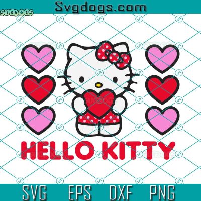 Hello Kitty Valentine Hearts SVG, Hello Kitty Love SVG, Valentine's Day ...