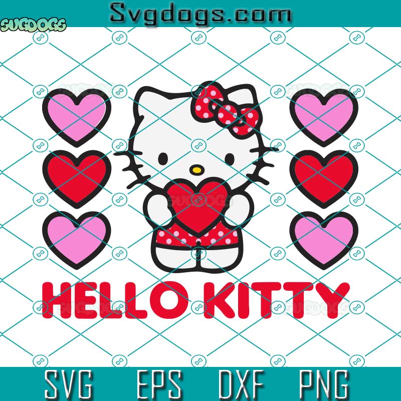 Hello Kitty Valentine Hearts SVG, Hello Kitty Love SVG, Valentine's Day SVG PNG DXF EPS