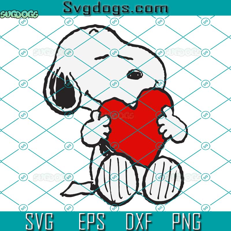 Valentine Snoopy Hugging Heart SVG, Valentine Snoopy SVG, Snoopy Love SVG PNG DXF EPS