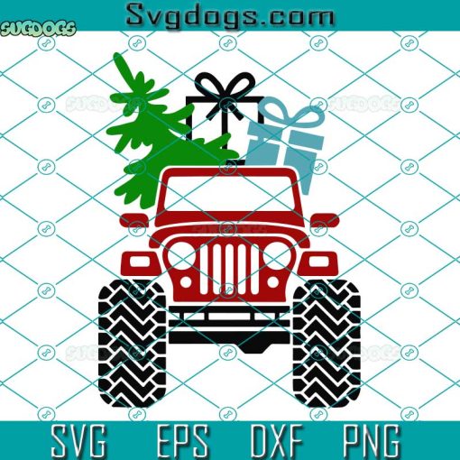 Jeep With Christmas Tree SVG, Christmas Jeep Car SVG, Christmas Tree SVG PNG DXF EPS