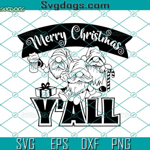 Gnome Merry Christmas Yall SVG, Beer Christmas SVG, Gnome Christmas SVG PNG DXF EPS