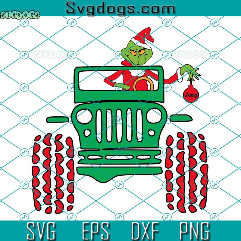 Grinch In Christmas Jeep SVG, Grinch Monster Truck Christmas SVG