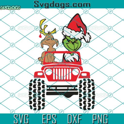 Grinch And Max On Christmas Jeep SVG, Grinch Jeep Christmas SVG, Christmas Jeep SVG PNG DXF EPS