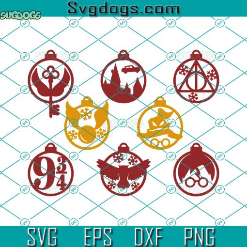 Wizard Christmas Ornaments SVG, Magic Ornaments SVG, Magic Christmas Signs SVG, Harry Potter SVG PNG DXF EPS