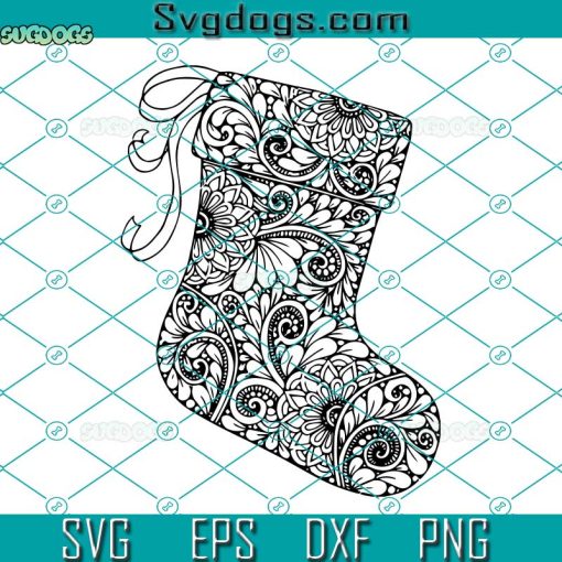 Christmas Sock Mandala SVG, Christmas Sock Zentangle SVG PNG DXF EPS