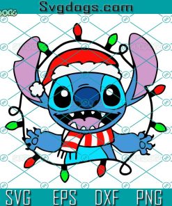 Stitch Santa Christmas SVG, Stitch Santa SVG, Stitch Christmas Lights SVG PNG DXF EPS