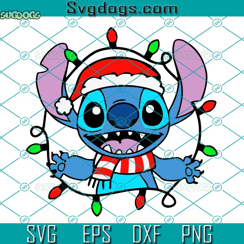 Stitch Santa Christmas SVG, Stitch Santa SVG, Stitch Christmas Lights SVG PNG DXF EPS