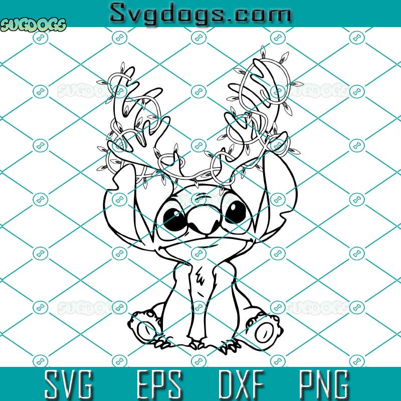Reindeer Christmas Stitch SVG, Stitch Reindeer SVG, Stitch Christmas Lights SVG PNG DXF EPS