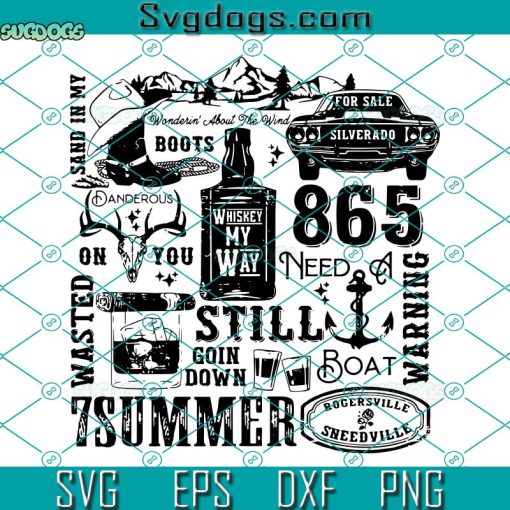 Morgan Wallen Country Music SVG, Whiskey My Way SVG, 7 Summer SVG, For Sale Silverado SVG PNG DXF EPS